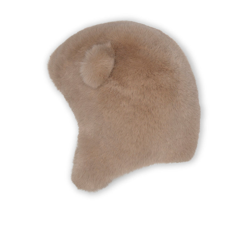MINI A TURE - Lien fleece lined winter hood - Grey Brown