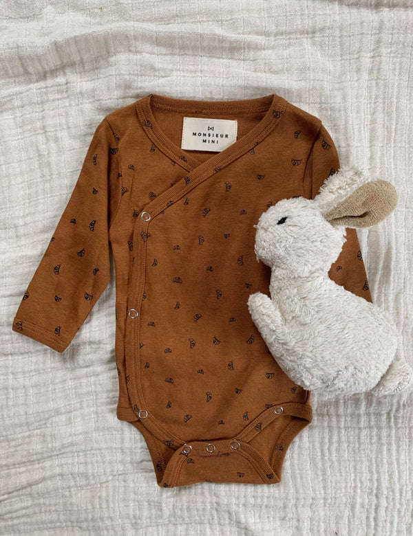 Monsieur Mini - L/S Baby wrap body- Tiny Croissant