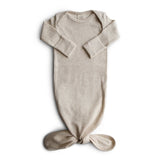 Mushie - Ribbed Knotted Baby Gown - Beige Melange